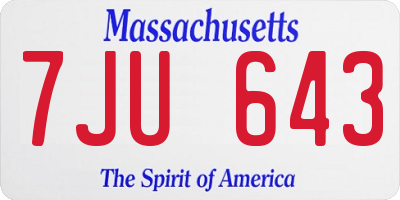 MA license plate 7JU643