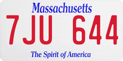 MA license plate 7JU644