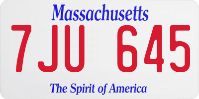 MA license plate 7JU645
