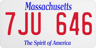 MA license plate 7JU646