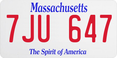 MA license plate 7JU647