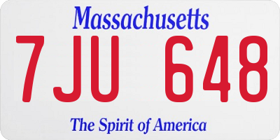 MA license plate 7JU648