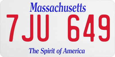MA license plate 7JU649