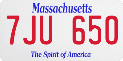 MA license plate 7JU650
