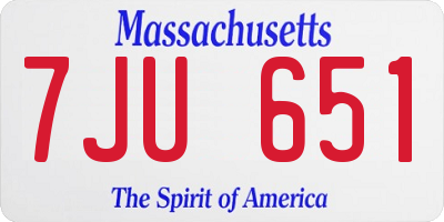 MA license plate 7JU651