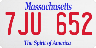 MA license plate 7JU652