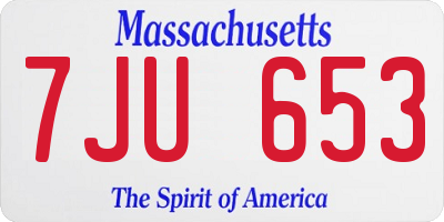 MA license plate 7JU653