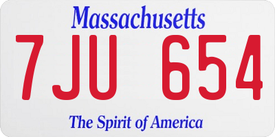 MA license plate 7JU654