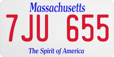 MA license plate 7JU655