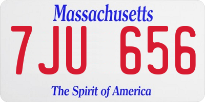 MA license plate 7JU656