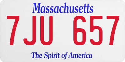 MA license plate 7JU657