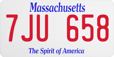 MA license plate 7JU658