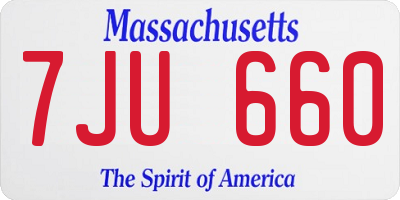 MA license plate 7JU660