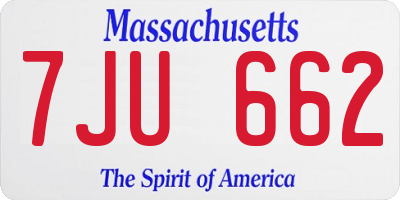 MA license plate 7JU662