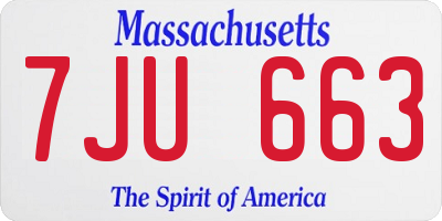 MA license plate 7JU663