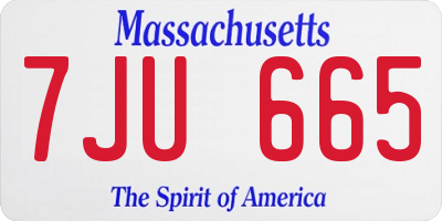 MA license plate 7JU665