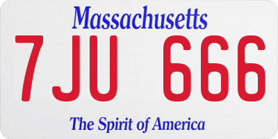 MA license plate 7JU666
