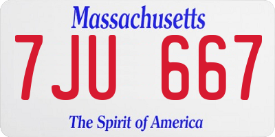 MA license plate 7JU667