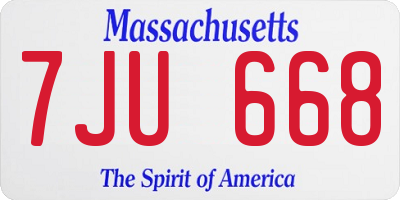 MA license plate 7JU668