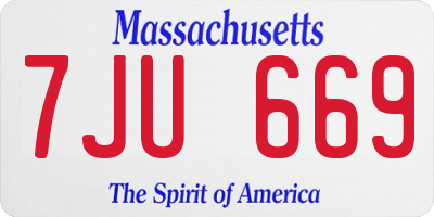 MA license plate 7JU669