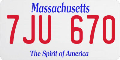 MA license plate 7JU670