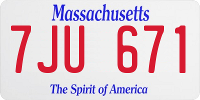 MA license plate 7JU671