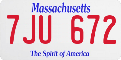 MA license plate 7JU672