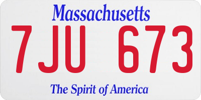 MA license plate 7JU673