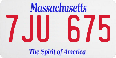 MA license plate 7JU675