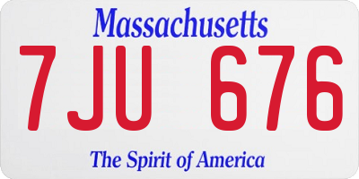 MA license plate 7JU676
