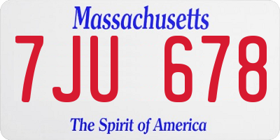 MA license plate 7JU678