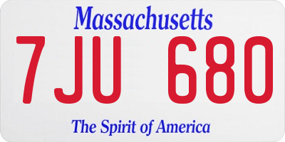 MA license plate 7JU680
