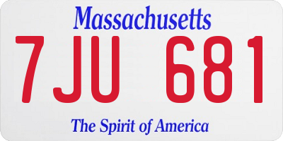 MA license plate 7JU681