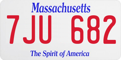 MA license plate 7JU682