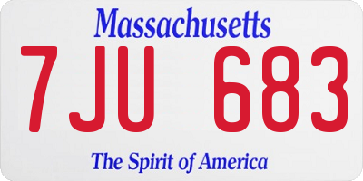 MA license plate 7JU683