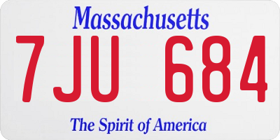 MA license plate 7JU684