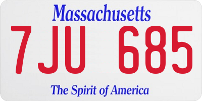 MA license plate 7JU685