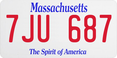 MA license plate 7JU687