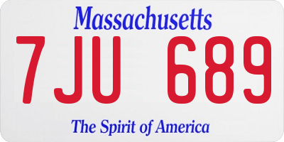 MA license plate 7JU689