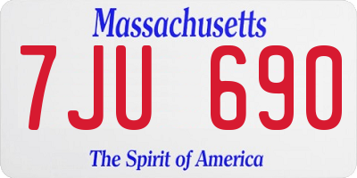 MA license plate 7JU690