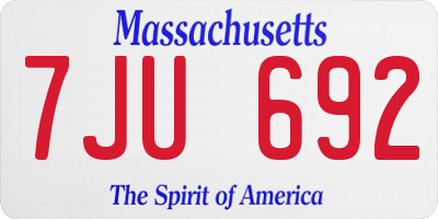 MA license plate 7JU692