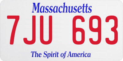 MA license plate 7JU693