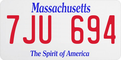 MA license plate 7JU694