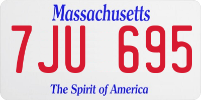 MA license plate 7JU695