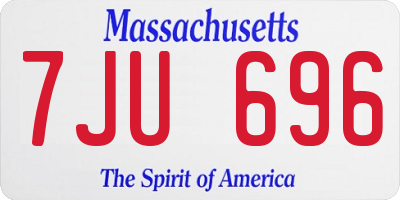 MA license plate 7JU696