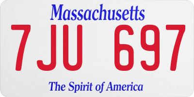 MA license plate 7JU697