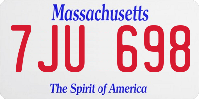 MA license plate 7JU698