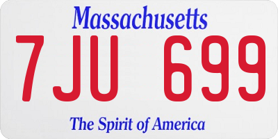MA license plate 7JU699