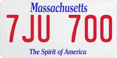 MA license plate 7JU700