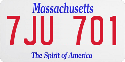 MA license plate 7JU701